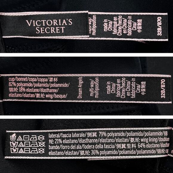 Victoria's Secret Dream Angels Multiway Demi Bra 32B Black Strapless Underwire - Picture 7 of 8